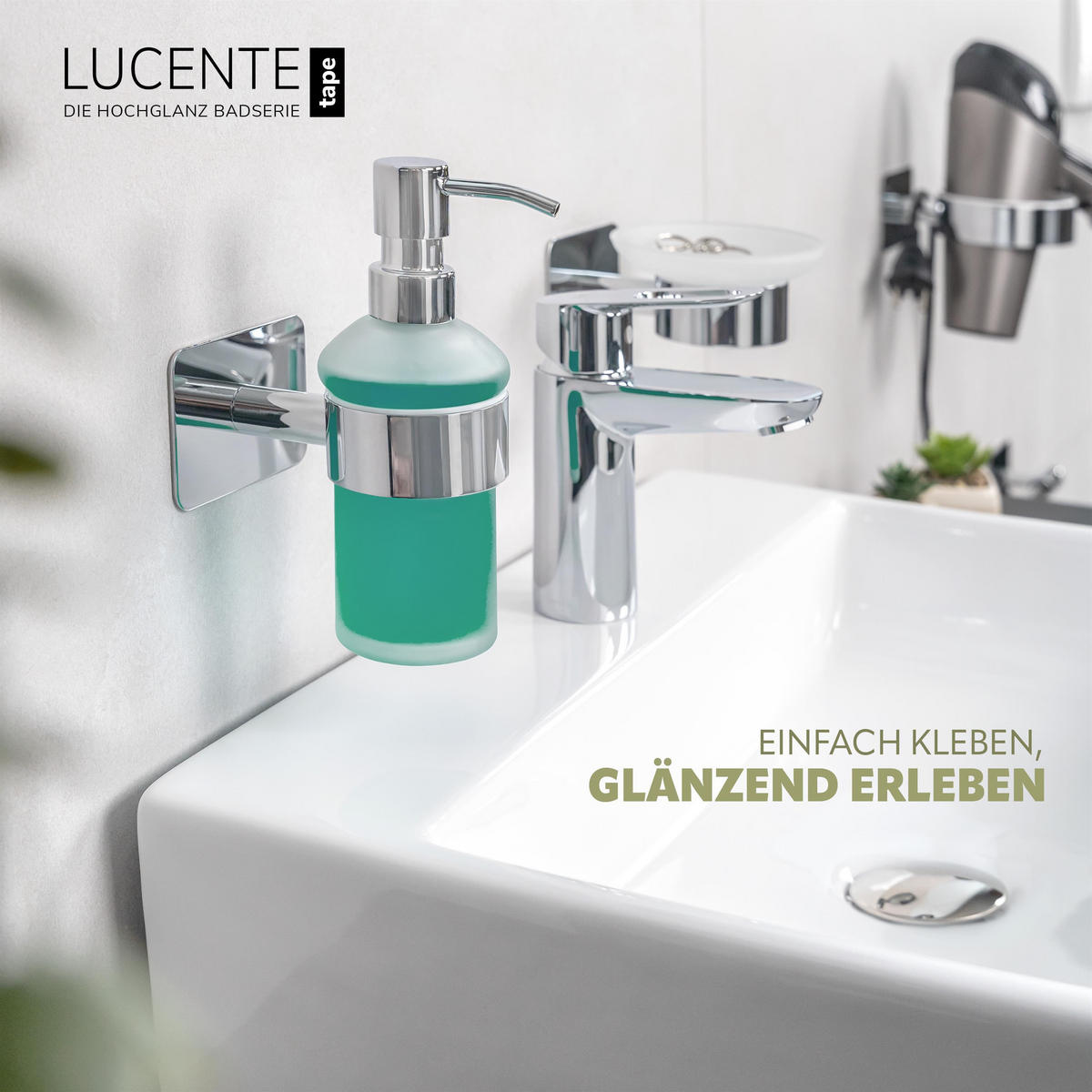 SEIFENSPENDER LUCENTE TAPE, Edelstahl - Chromfarben, Metall (9/18/13cm) - bremermann