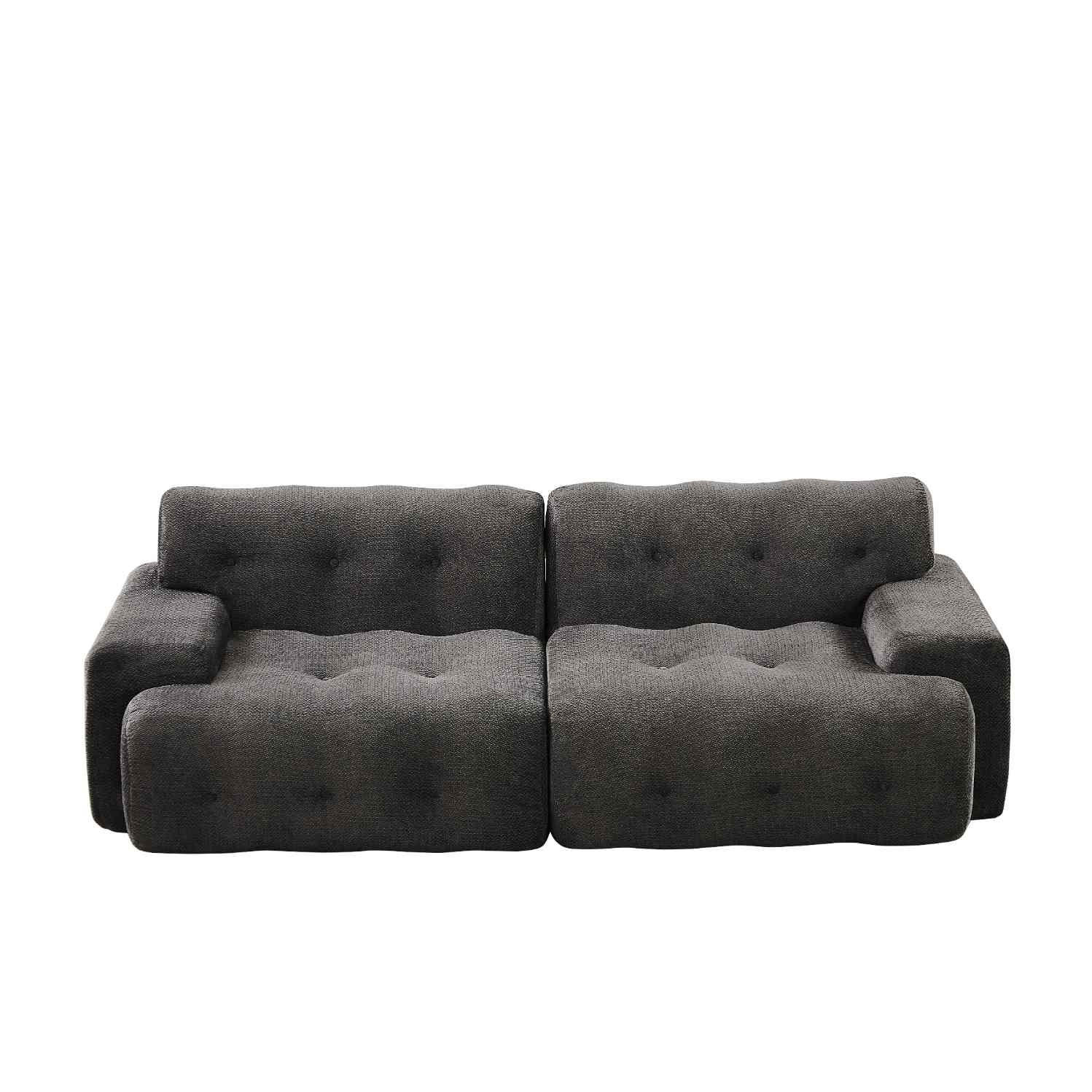 Modfu DVOUMÍSTNÁ pohovka z chenillu 224x104x66 cm šedá bez montáže s hlubokým sedem a protiskluzovou základnou