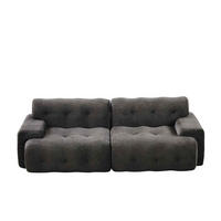 2-SITZER-SOFA aus Chenille 224x104x66 cm Grau montagefrei mit tiefer Sitzfläche und breiten Armlehnen - Grau, Textil (224/66/104cm) - Modfu