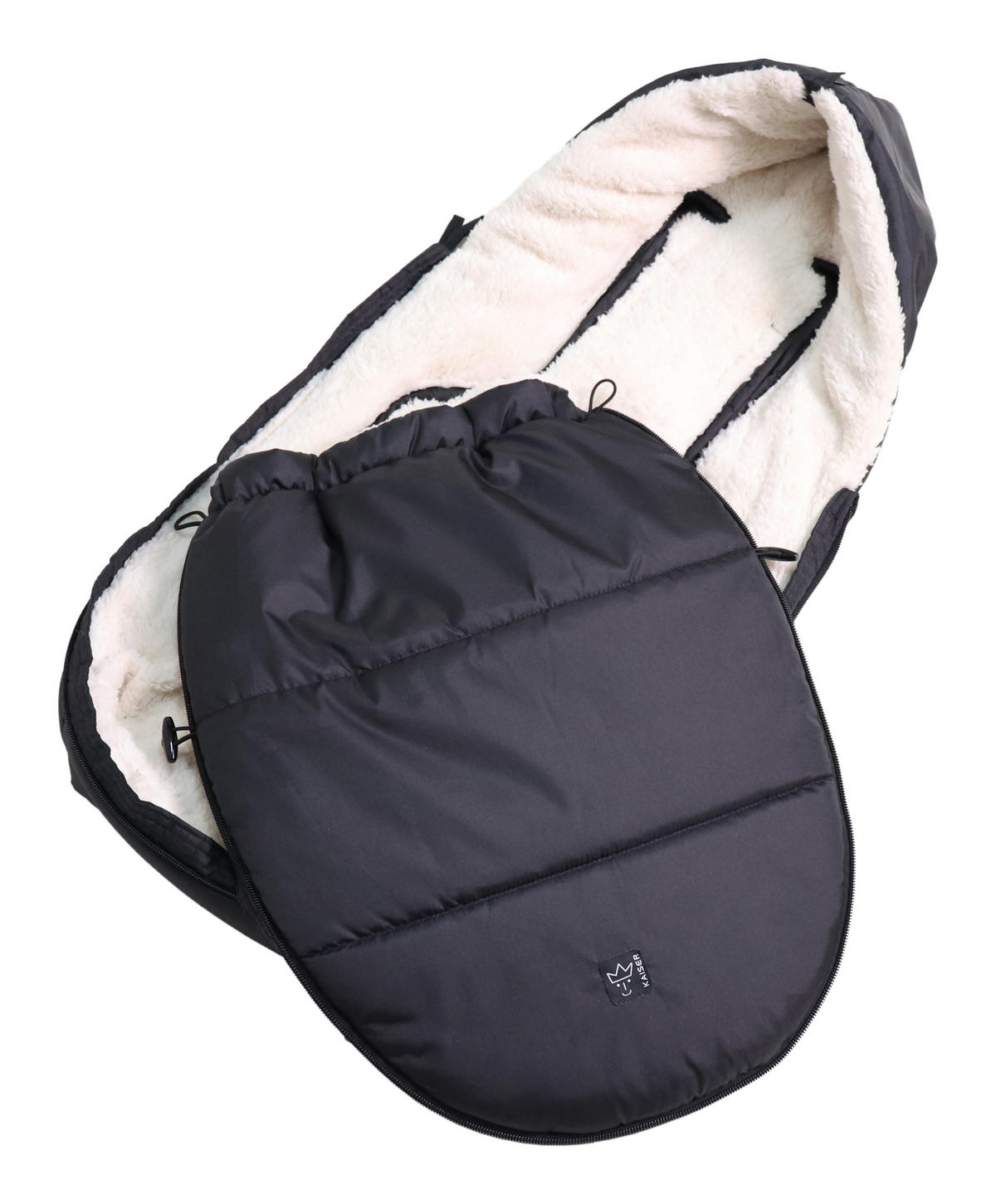 BABYSCHALENFUSSSACK Hoody 2.0, black/creme - Schwarz, Textil (40/3/80cm) - Kaiserbaby
