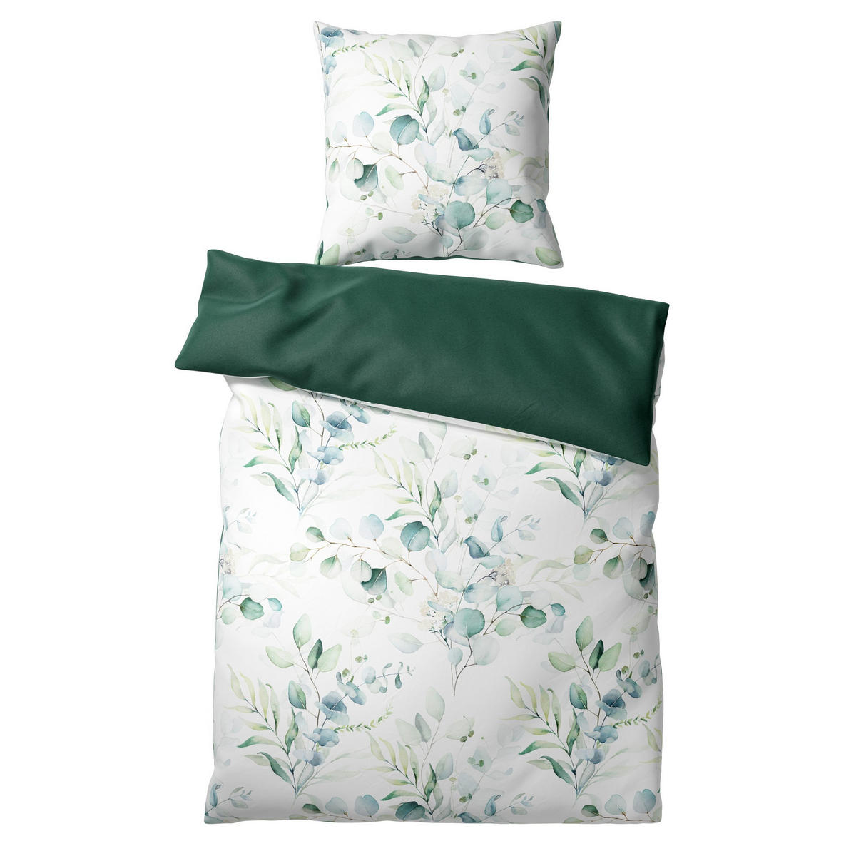 BETTWÄSCHE 2-teilig Eukalyptus - Weiß, Naturmaterialien (135/200cm) - Sanilo