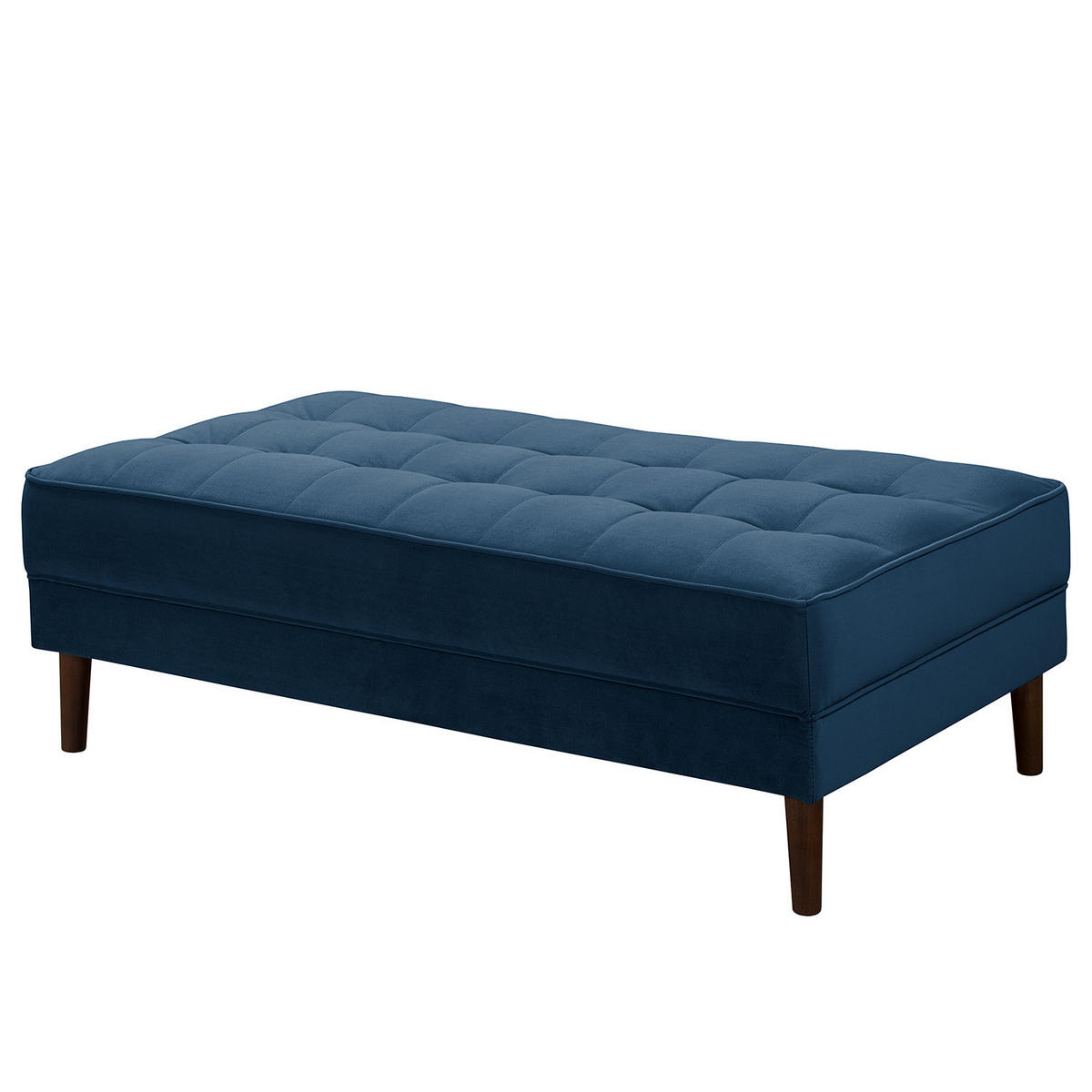 HOCKERBANK - Samt - Dunkelblau, Birkenholz/Textil (124/43/69cm) - home24