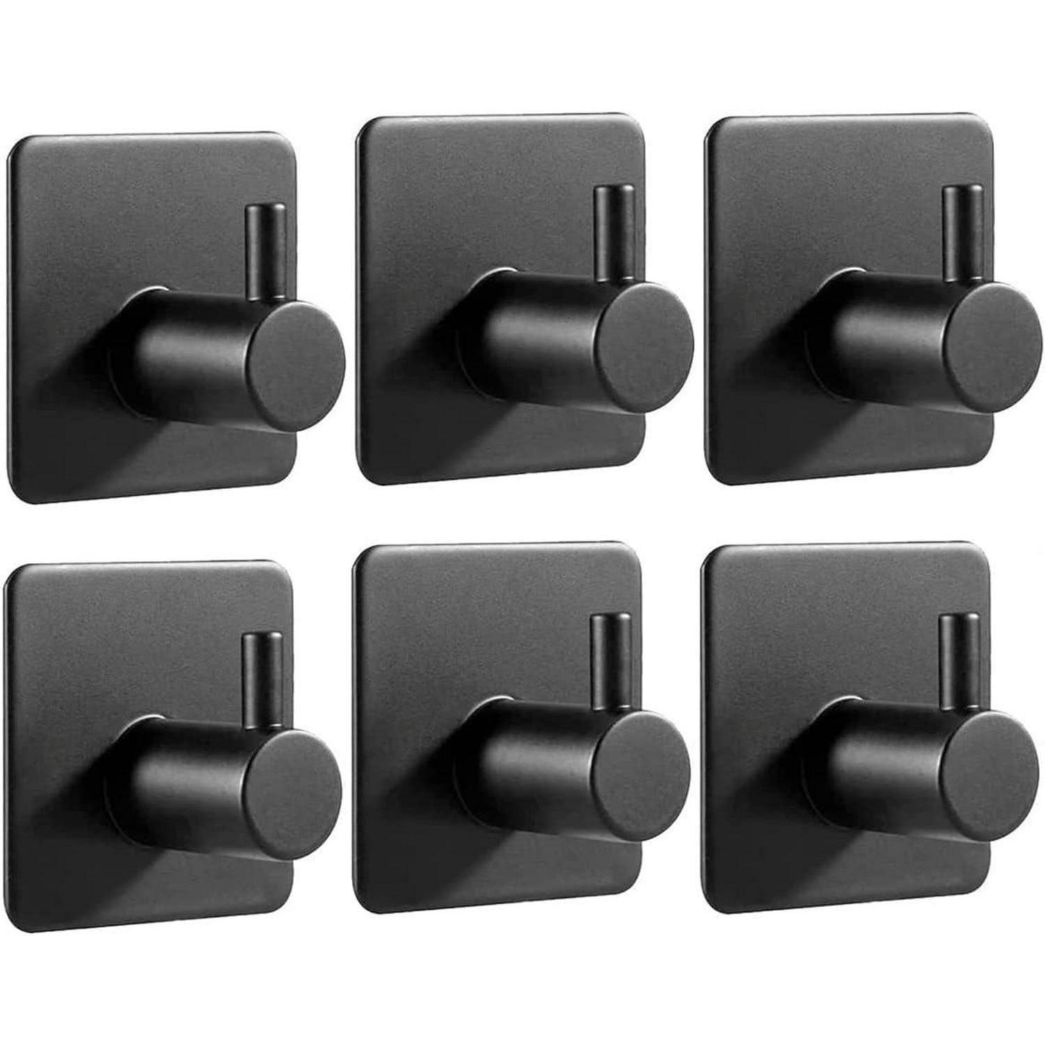 WANDHAKEN 6-teiliges Set Edelstahl Schwarz - Schwarz, Metall (5/3.8/5cm)