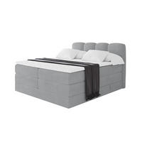 BOXSPRINGBETT mit Matratze H3/H4 - NINA KING - 160x200 cm Grau - Silberfarben, Holzwerkstoff (160/200cm) - ALTDECOR