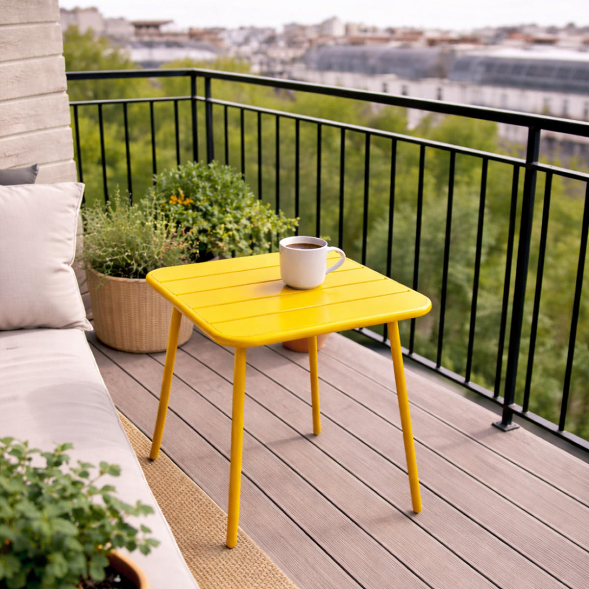 GARTENTISCH Bergame Gelb für 2 Personen - Gelb, Metall (50/50/72cm) - Concept Usine