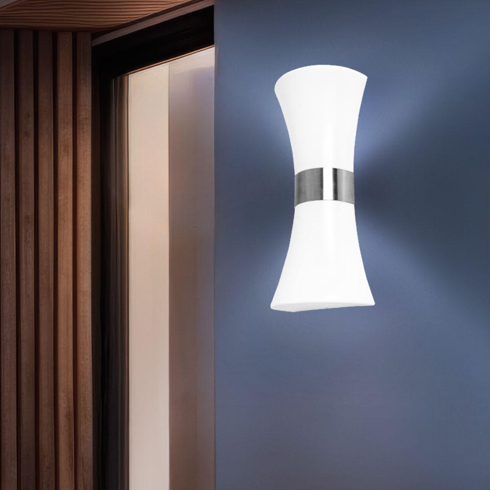 LED AUSSEN-WANDLEUCHTE Edelstahl Opal Weiß - Weiß, Metall (16/35/9.4cm) - Globo Lighting
