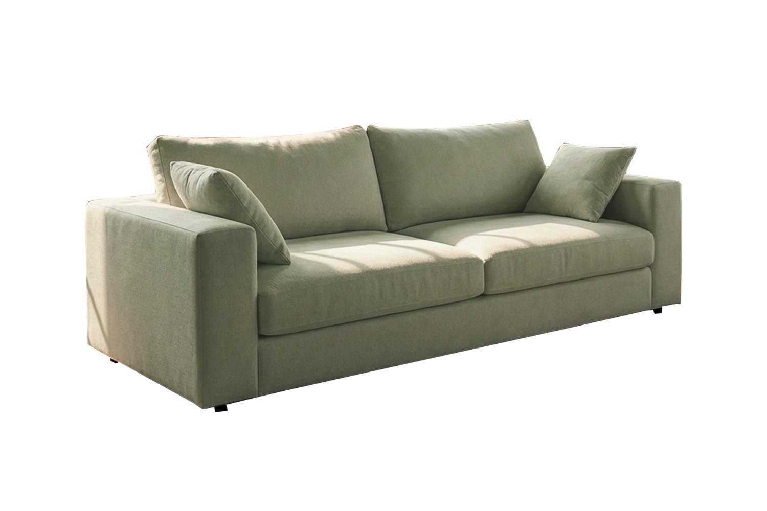 SOFA AMINA Grün Flachgewebe - Schwarz/Grün, Buchenholz/Textil (228/82/101cm) - KAWOLA