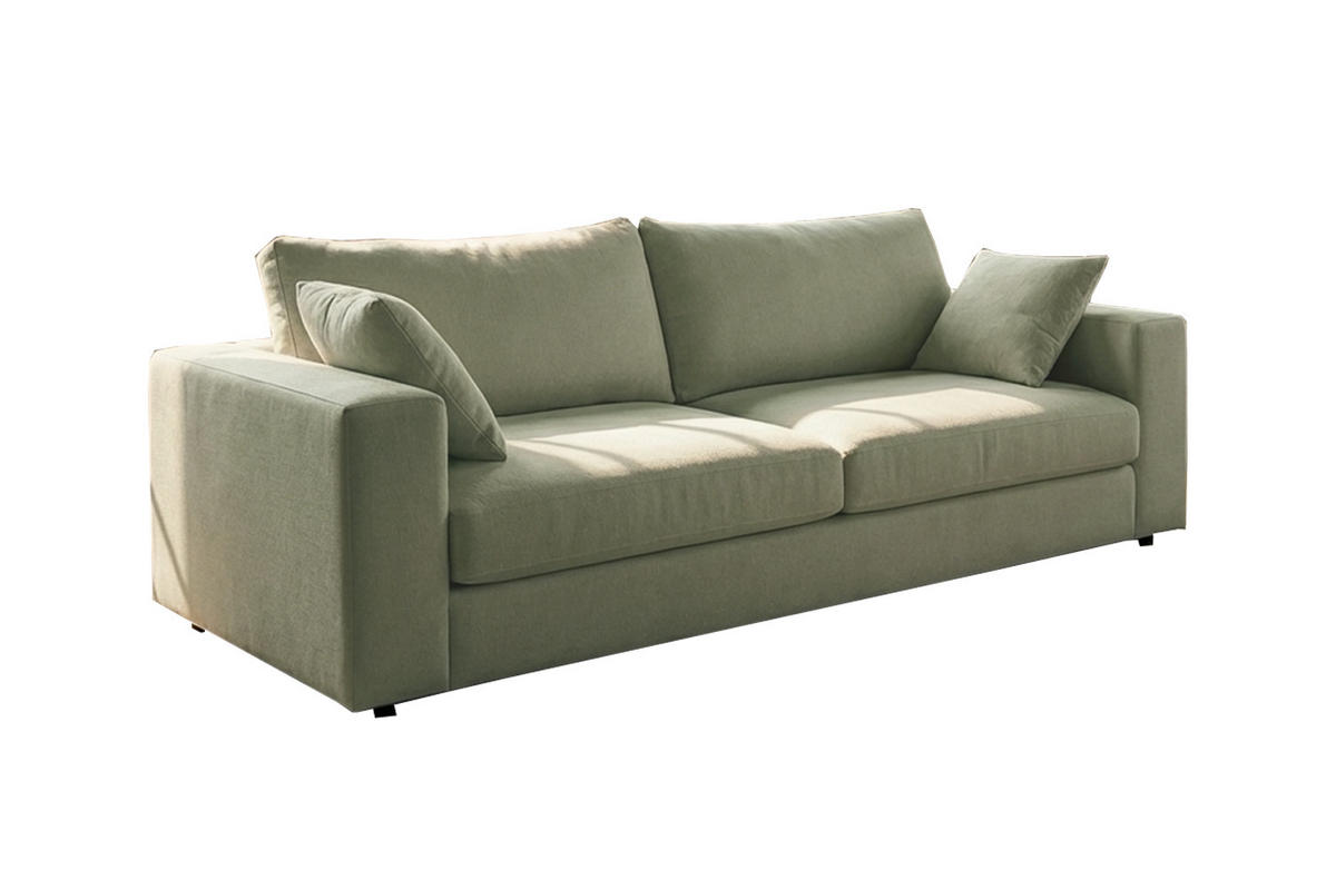 SOFA AMINA Grün Flachgewebe - Schwarz/Grün, Buchenholz/Textil (228/82/101cm) - KAWOLA