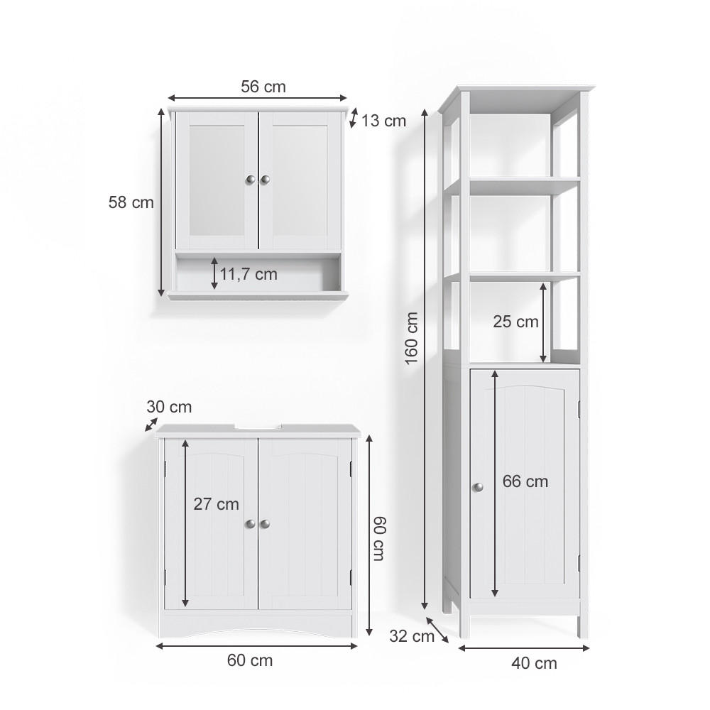 Thumbnail - Vicco Badmöbel-Set, Weiß, Holzwerkstoff, 10 Fächer, nicht einzeln stellbar,Rechteckig, 60x60x30 cm, Badezimmer, Badmöbel...