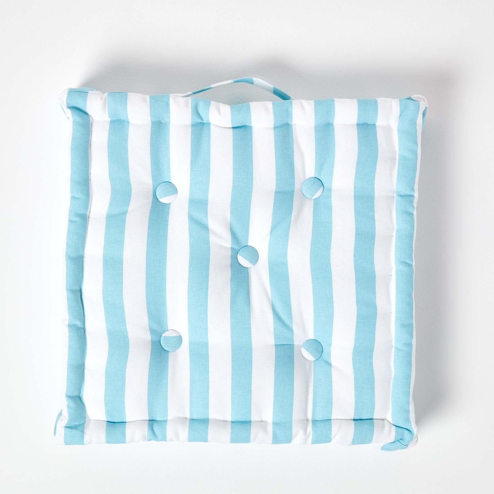 Thumbnail - Homescapes Sitzkissen, Blau, Textil, Gestreift, Füllung: Polyester, Quadratisch, 40x8x40 cm, Oeko-Tex® Standard 100, Woh...