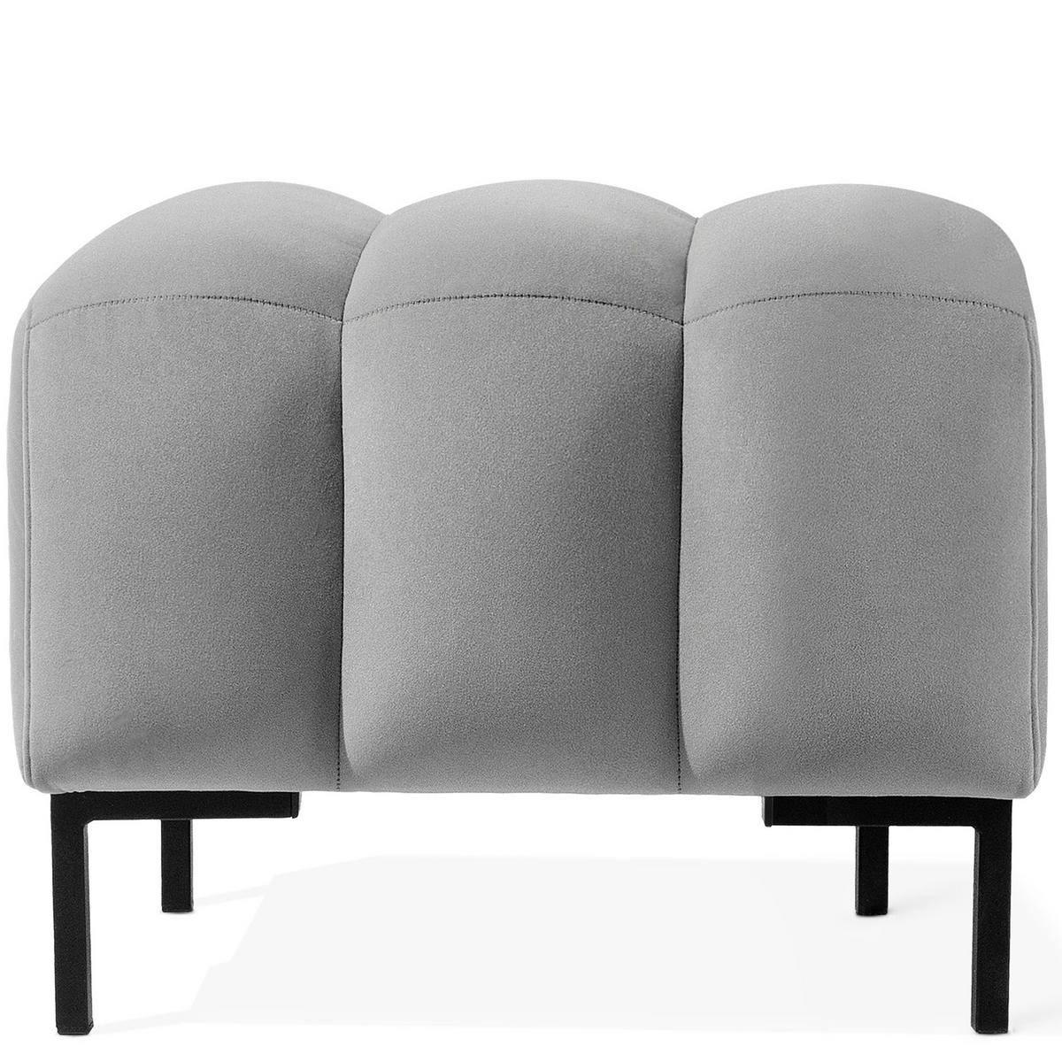 SITZHOCKER Polsterhocker PECCO, Veloursstoff - Hellgrau/Schwarz, Holz/Textil (60/50/50cm) - KONSIMO®