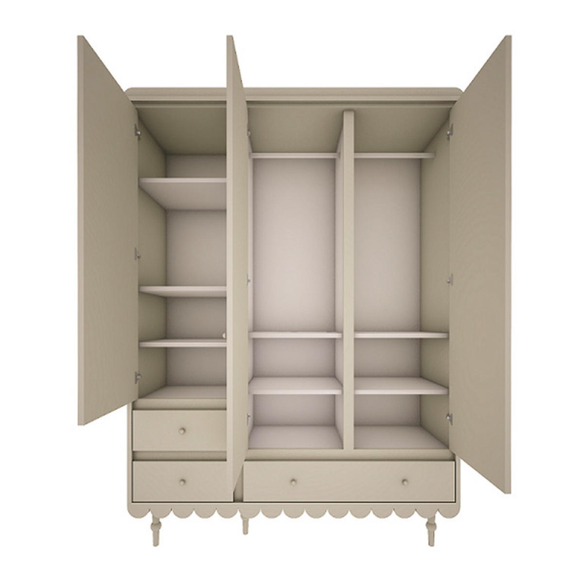 SKŘÍŇ 3DVEŘOVÁ Babushka Olive - zelená barva, kompozitní dřevo (154/203/50cm) - Petits-meubles