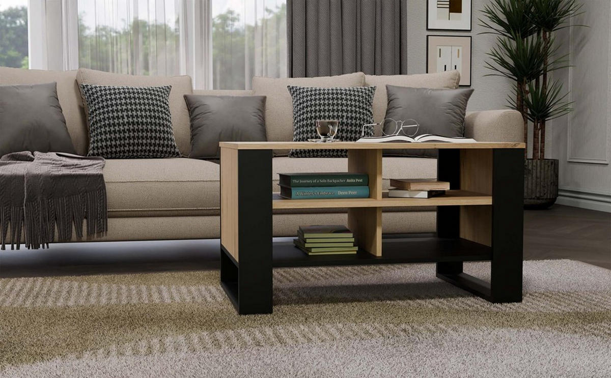 COUCHTISCH Slim Artisan, Schwarz 90/50/58 - Schwarz, Holzwerkstoff (58/90/50cm) - RAUMHIRSCH FURNITURE
