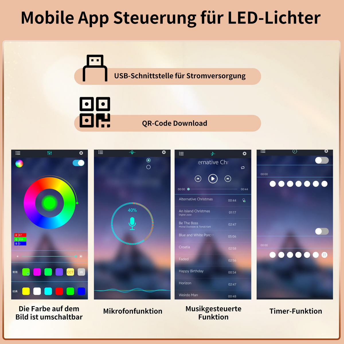 BUFFET 145/39/171 cm walnuss aus MDF und Glas mit LED - Walnussfarben, Glas (145/171/39cm) - OKWISH