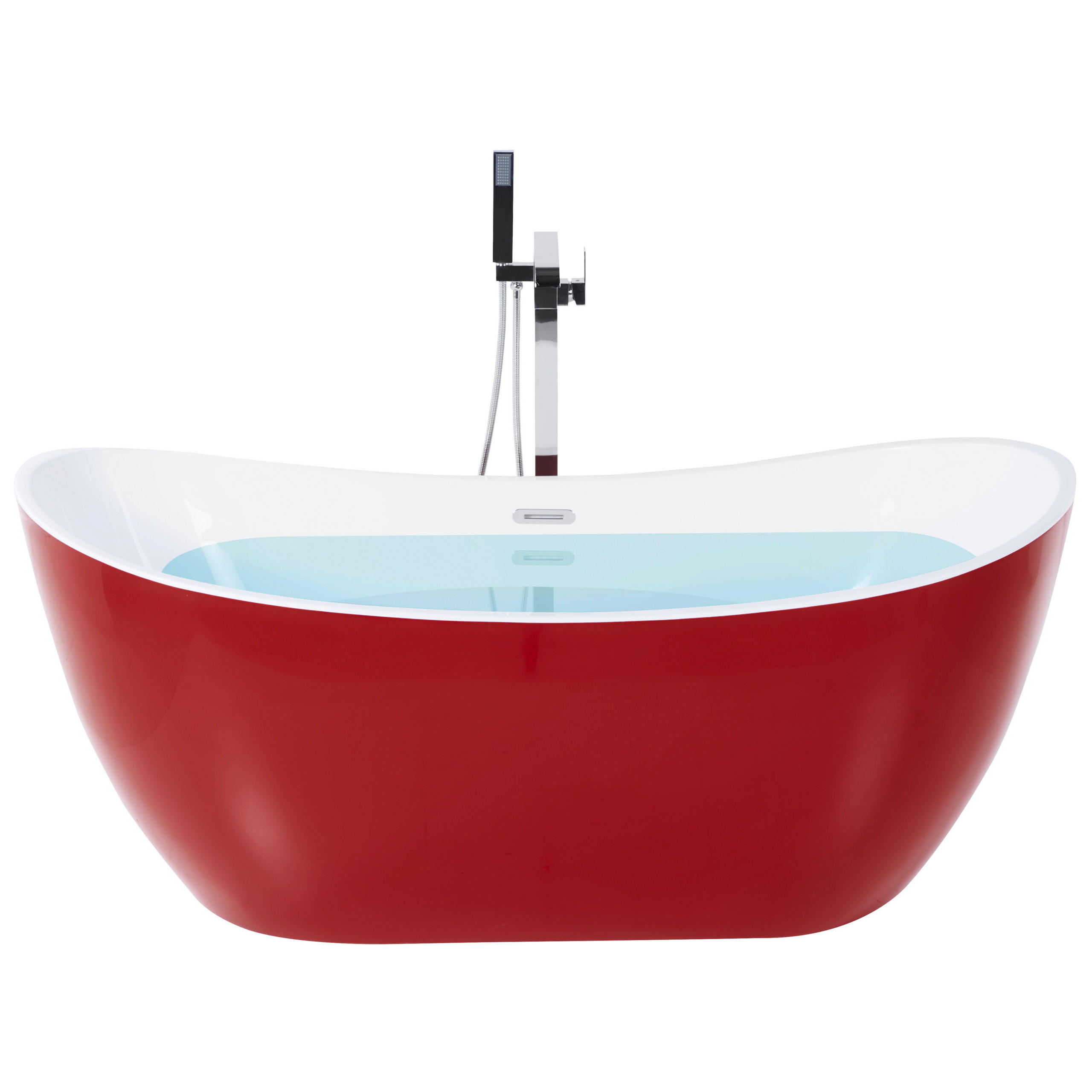 BADEWANNE FREISTEHEND 77x170x72 cm rot Antigua - Rot, Kunststoff (77/72/170cm) - Beliani