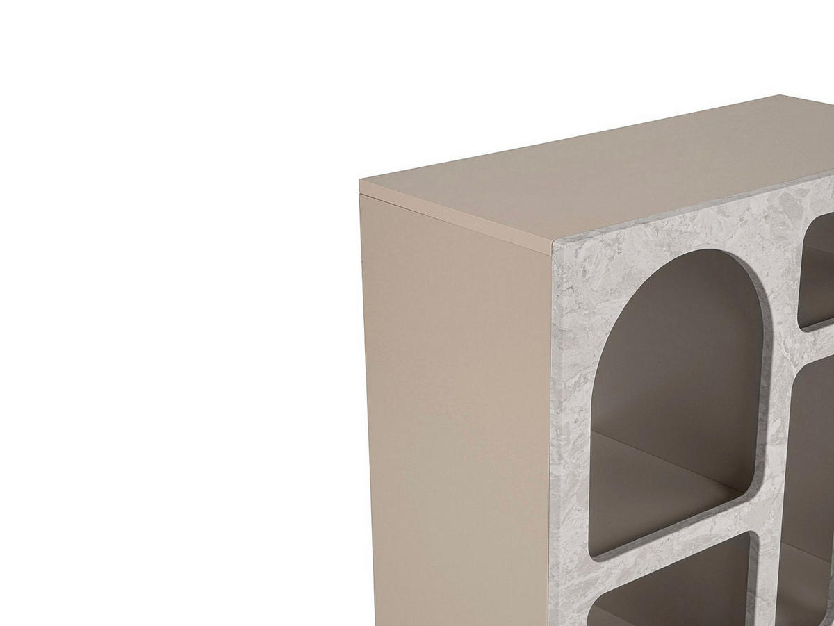 KONSOLE mit 5 Fächern - Marmoroptik Grau - LUELA - Grau, Holz (80/74/37cm) - Vente-Unique