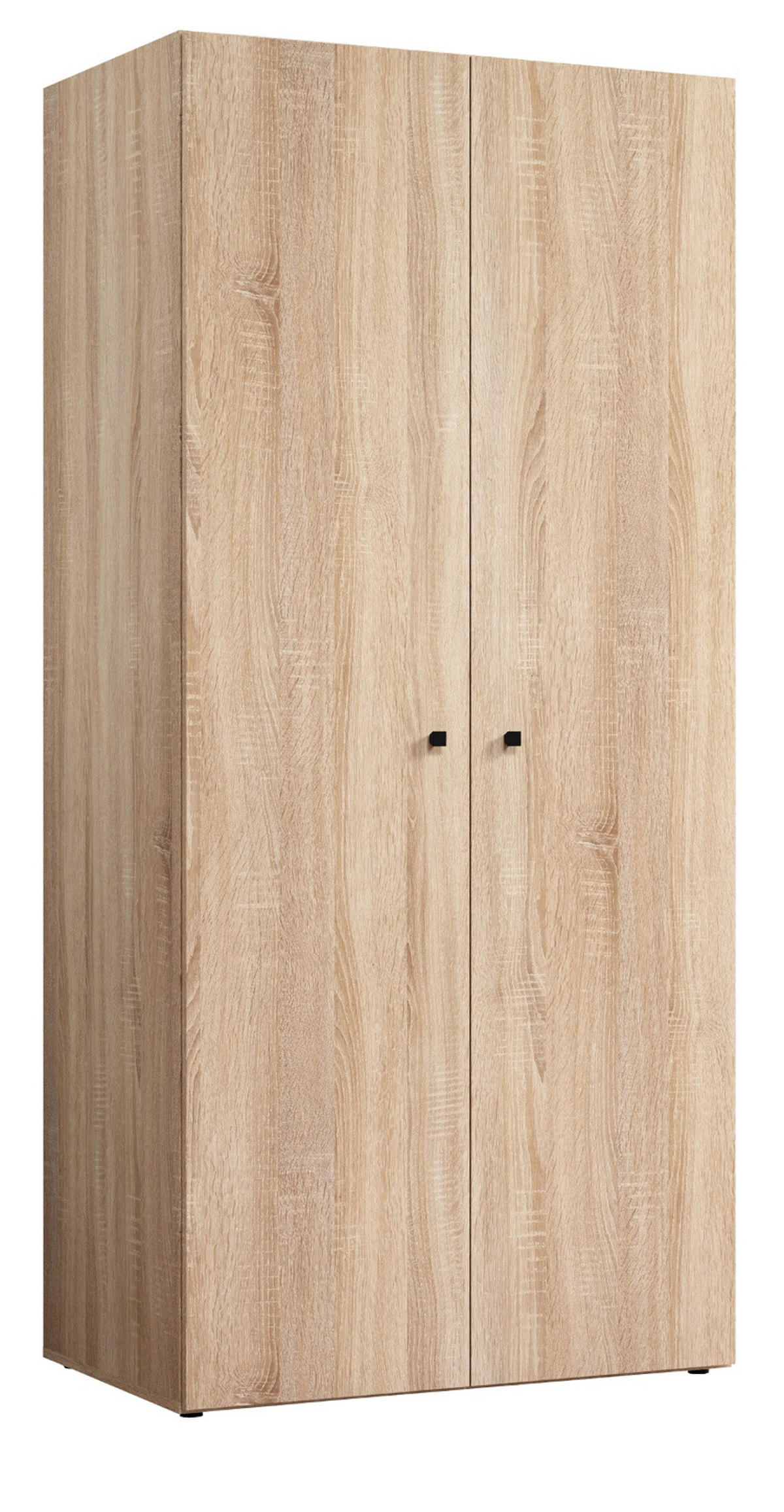 KLEIDERSCHRANK Eiche Sonoma hell 81 x 176 cm, Drehtürenschrank 2-türig - Schwarz/Sonoma Eiche, Holzwerkstoff/Kunststoff (81/176/51cm) - Top.Furn