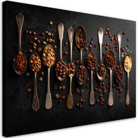 LEINWANDBILD Kaffeebohnen Löffel 120x80cm - Braun, Textil (120/80cm) - Feeby