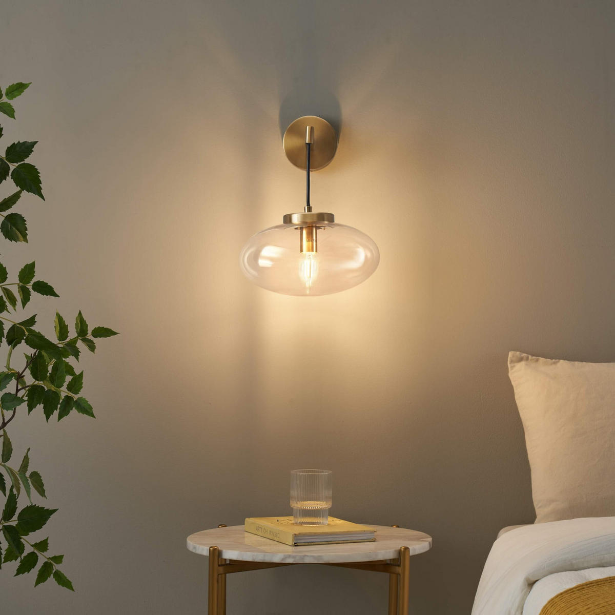 WANDLEUCHTE Milenzo, Transparent und goldfarben, 32cm - Transparent, Glas (25/32/28cm) - KOSILUM