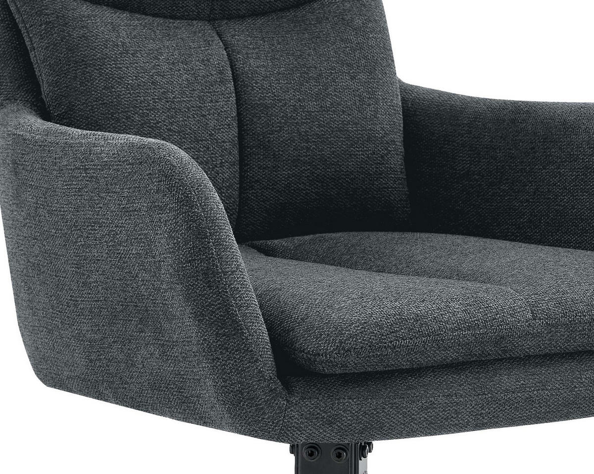 ESSZIMMERSTUHL 2er Set Stoff Dunkelgrau - Dunkelgrau, Textil/Metall (57/83/62cm) - CLP