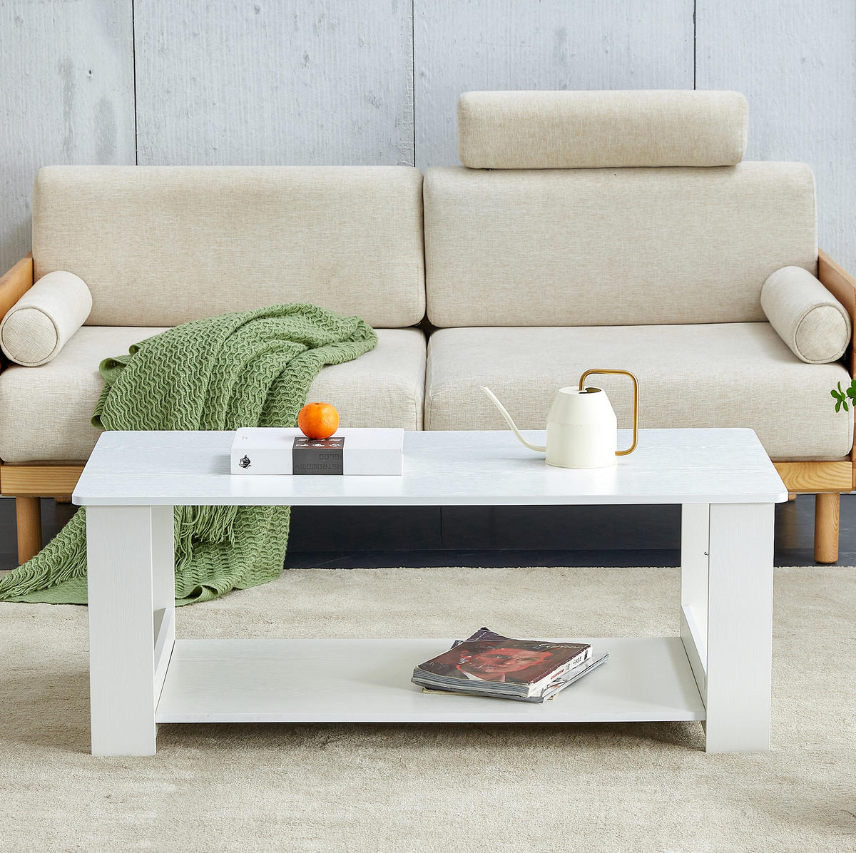 KLUBSKA miza iz MDF, 110/55/42 cm bela z videzom lesa - bela, leseni material (110/55/42cm) - BEAOK