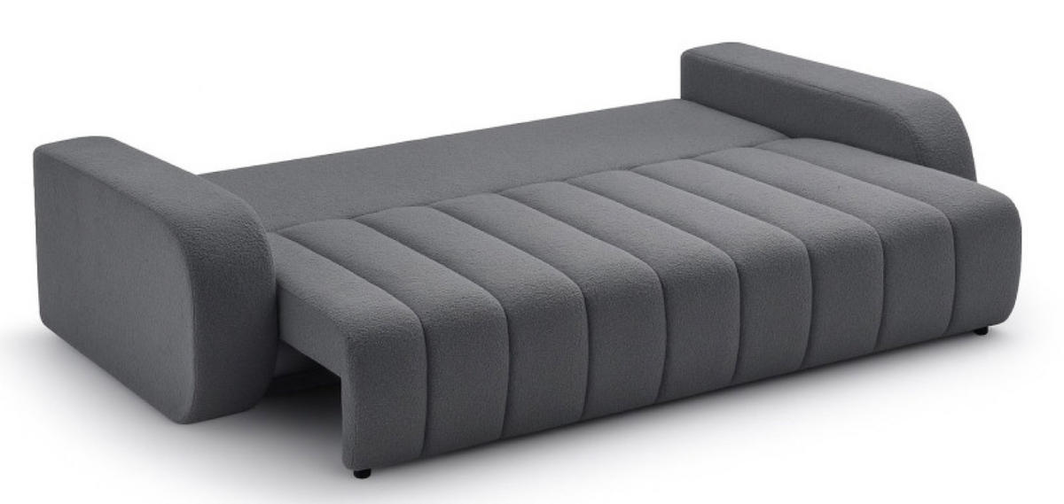 SOFA Grau ALOO Ausziehbar Mit Dekokissen Bezogen Mit Bouclé-Stoff - Grau, Textil (248/88/105cm) - Sepro Meble