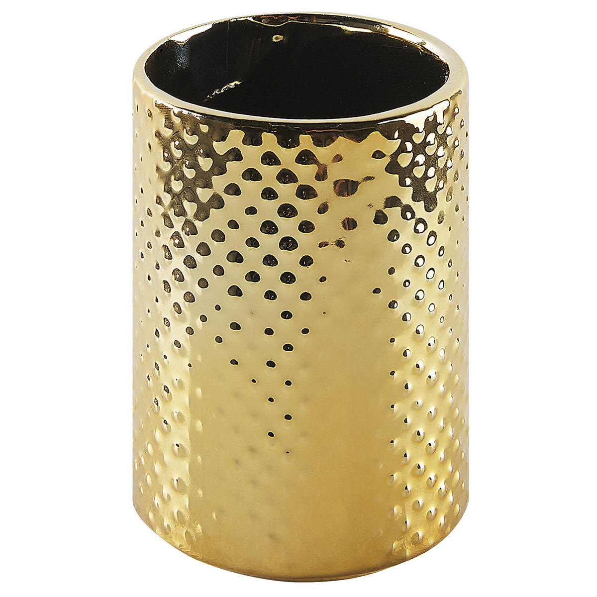 BADEZIMMER Set 4-teilig Keramik gold Cumana - Goldfarben, Stein (7/18/7cm) - Beliani