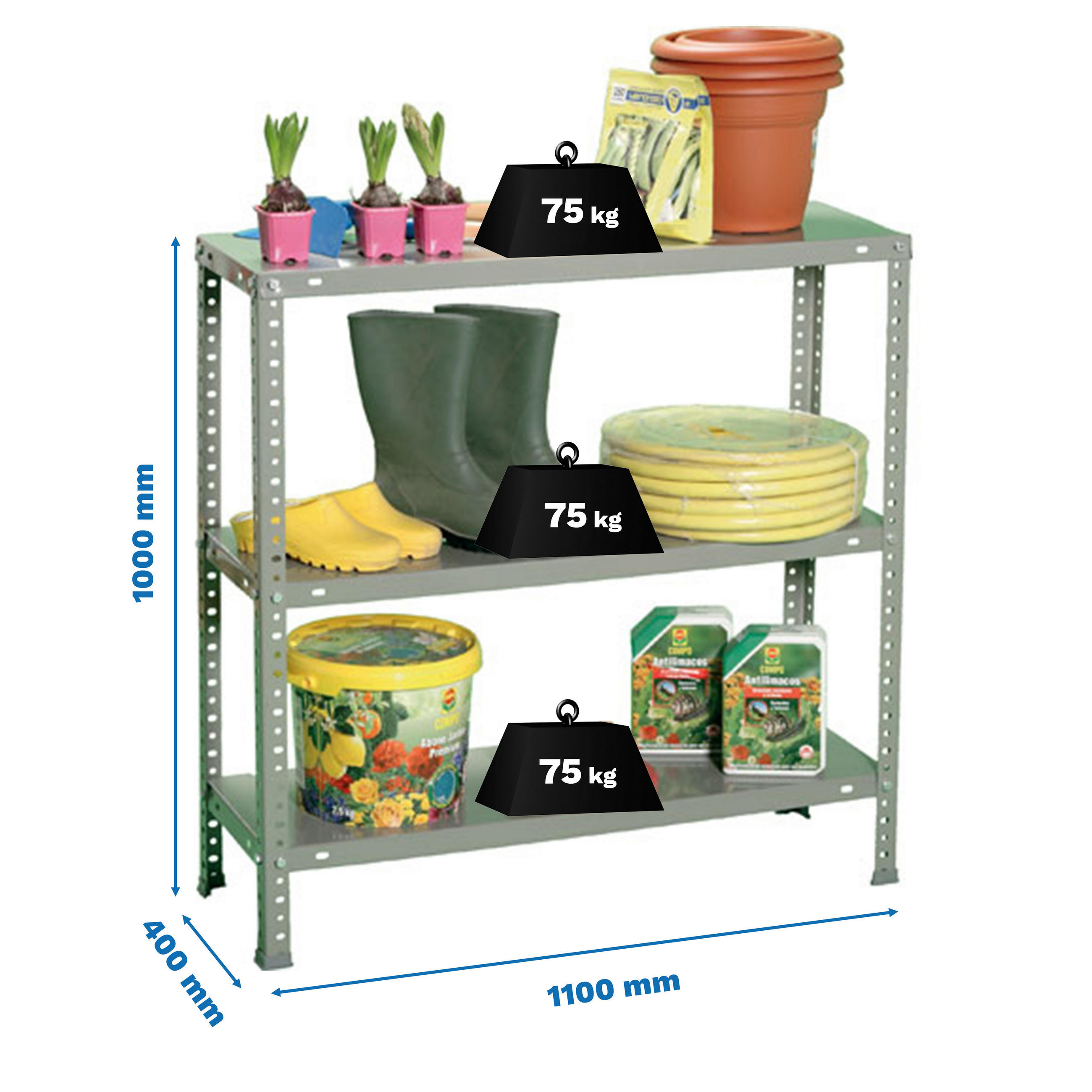 SCHRAUBREGAL PANDA SMALL | HxBxT 100x110x40cm | Fachlast 75kg | Grau - Grau, Metall (110/100/40cm) - PROREGAL