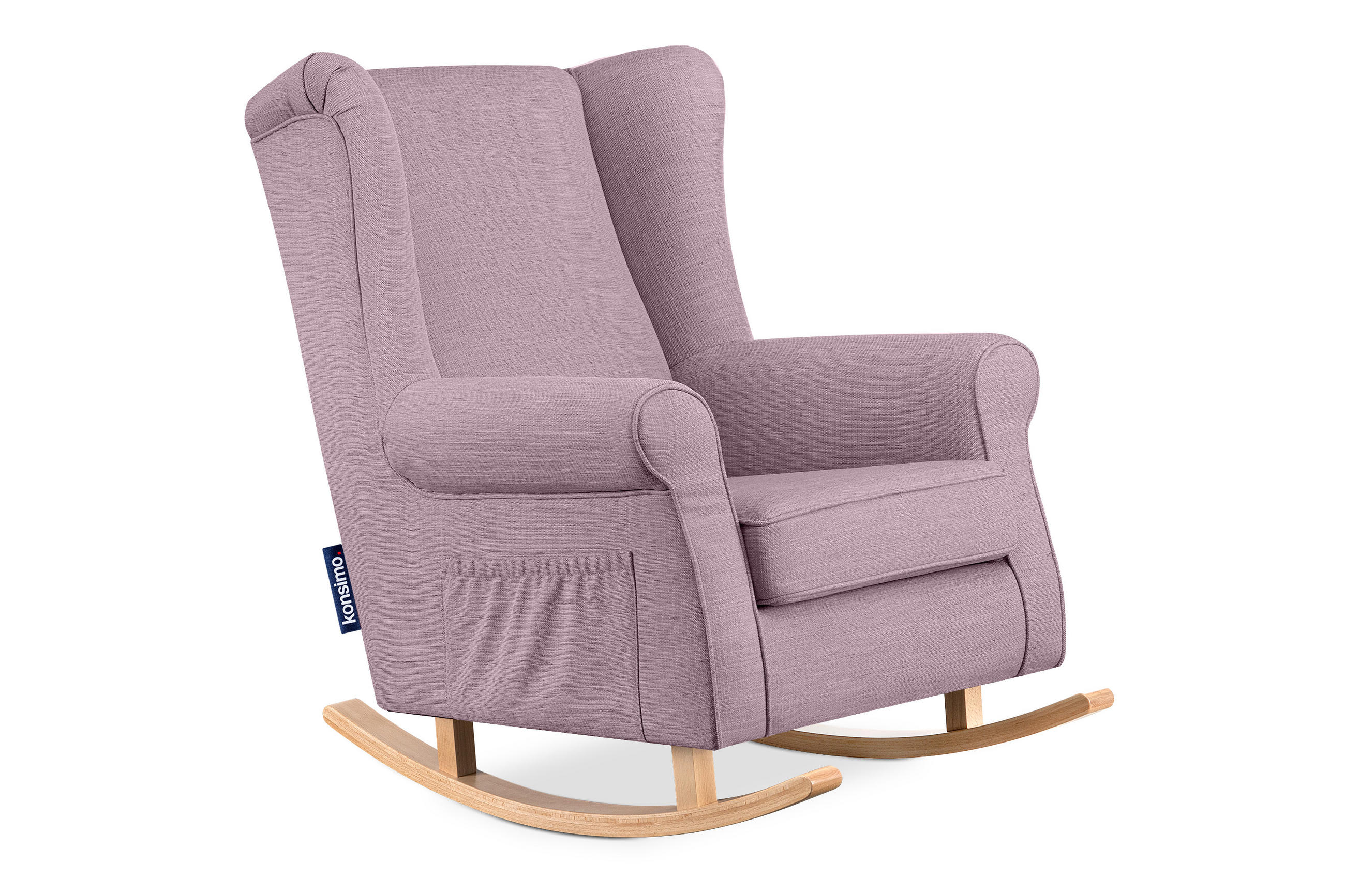 SCHAUKELSESSEL TULES mit Tasche für kleine Gegenstände, Rosé - Pink/Eichefarben, Eichenholz/Holzwerkstoff (80/105/105cm) - KONSIMO®
