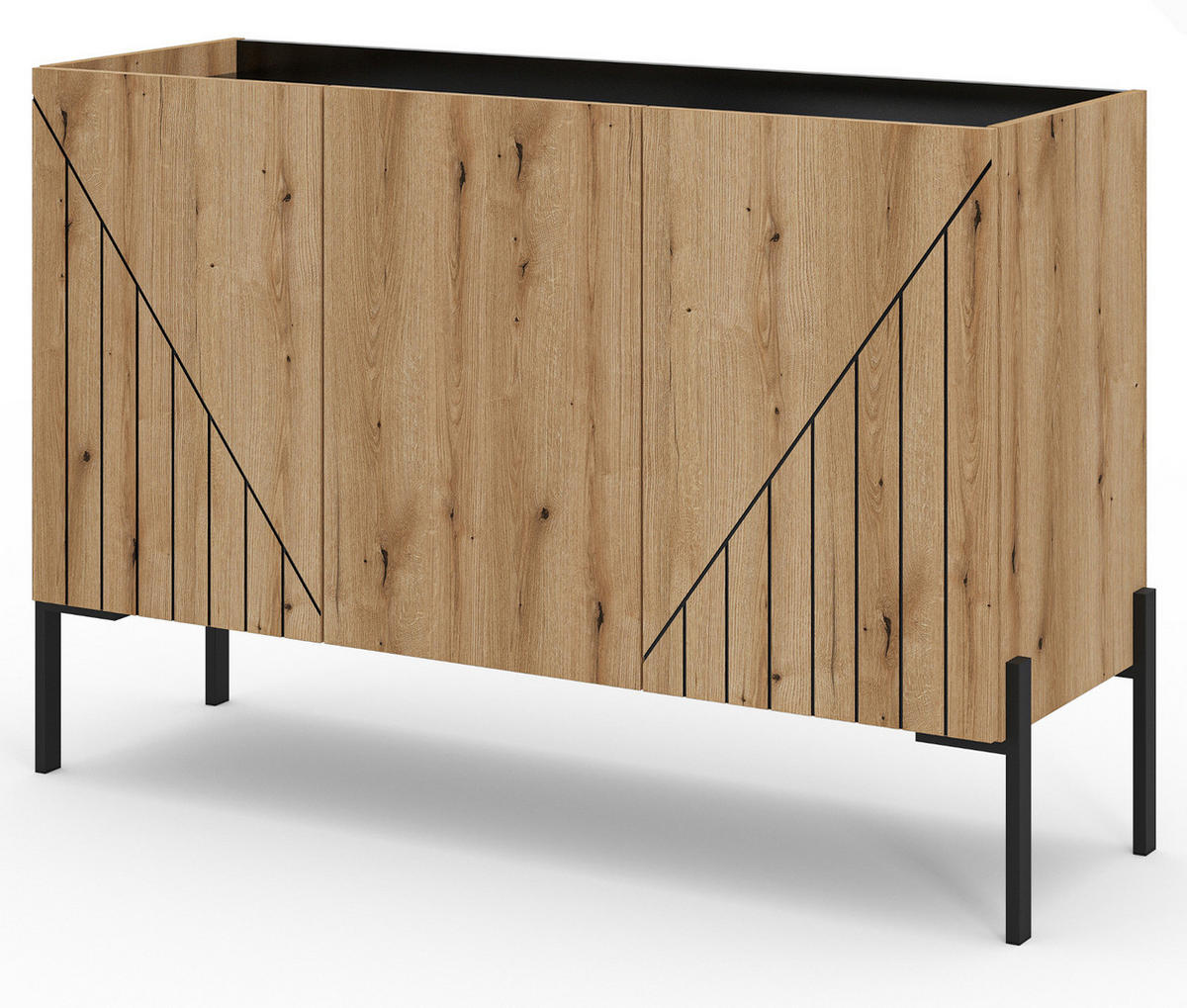 SIDEBOARD Evoke Eiche, Kommode 120 x 81 cm mit Soft-Close - Eichefarben/Schwarz, Holzwerkstoff/Metall (120/81/40cm) - Inn.Furn