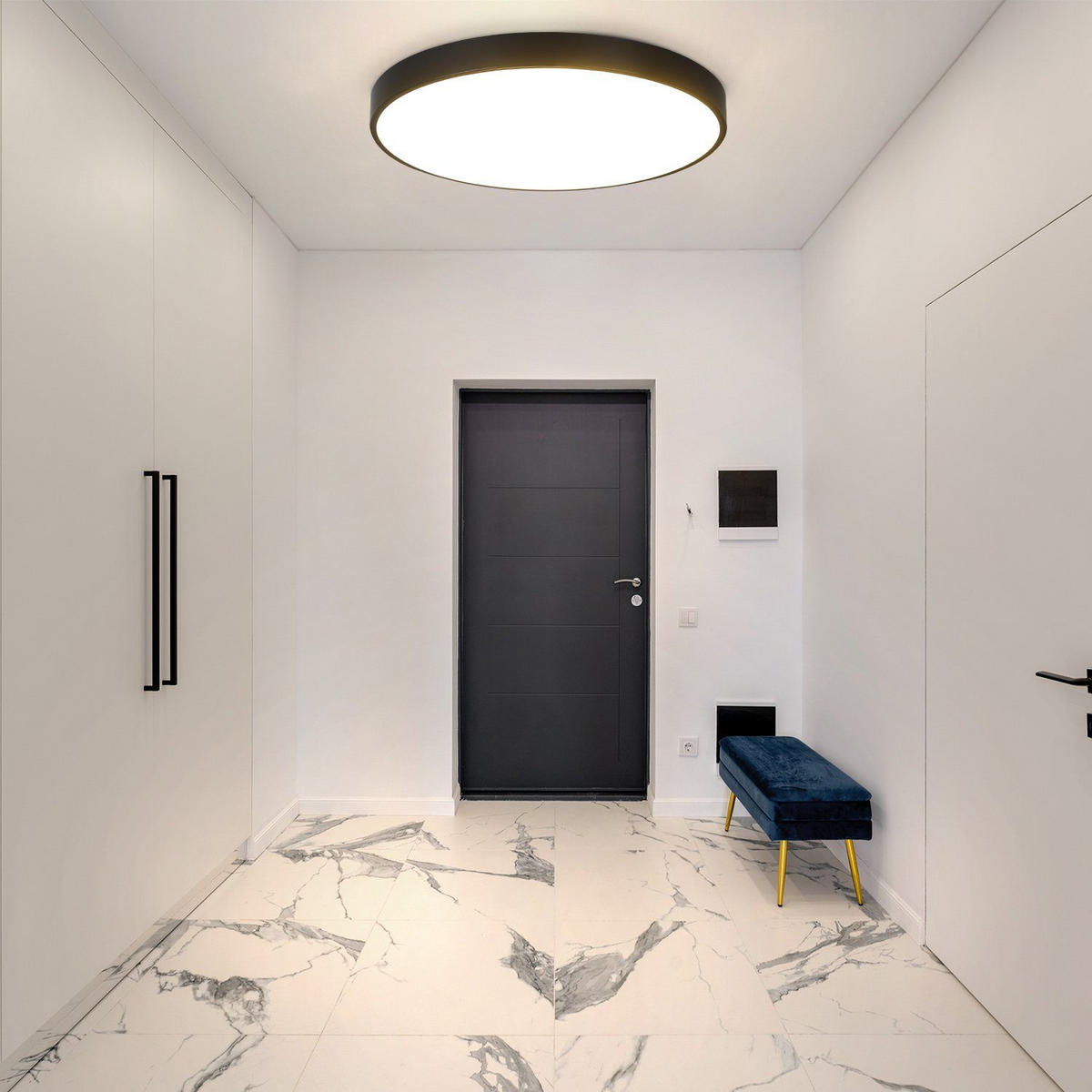 LED-DECKENLEUCHTE Silvia 37/37/3 cm - Schwarz, Kunststoff (37/37/3cm) - Nettlife