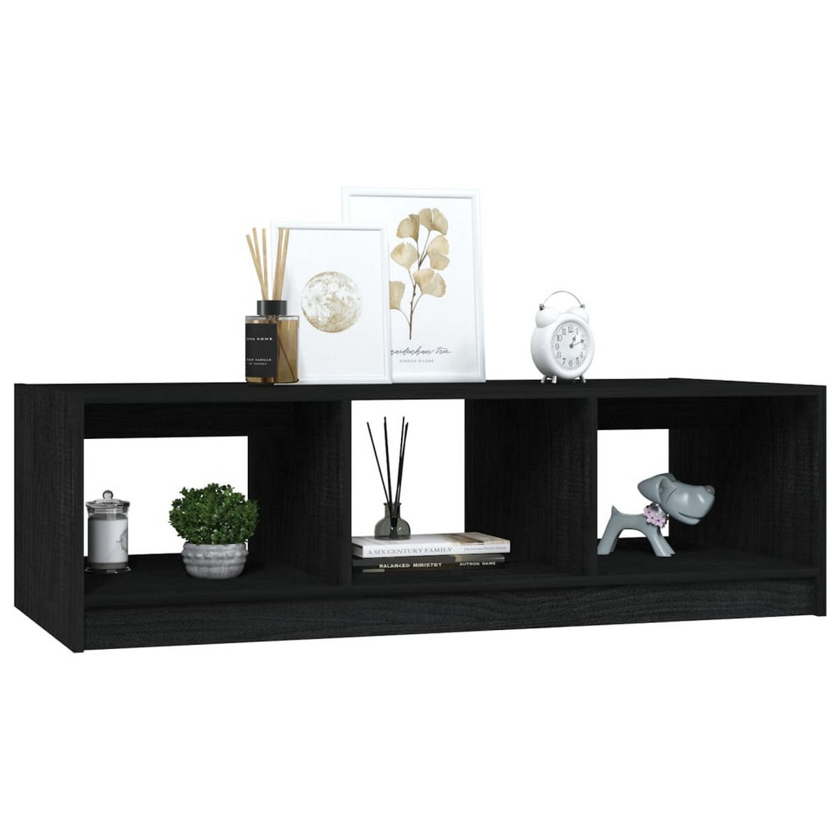 COUCHTISCH Schwarz 110x50x34 cm Massivholz Kiefer - Schwarz, Holz (110/50/34cm) - furnicato