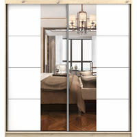 SCHWEBETÜRENSCHRANK 203/218/61/ cm 2-türig Pola 38 Sonoma Eiche/Weiß - Alufarben/Weiß, Glas/Holzwerkstoff (203/218/61cm) - imoebel24