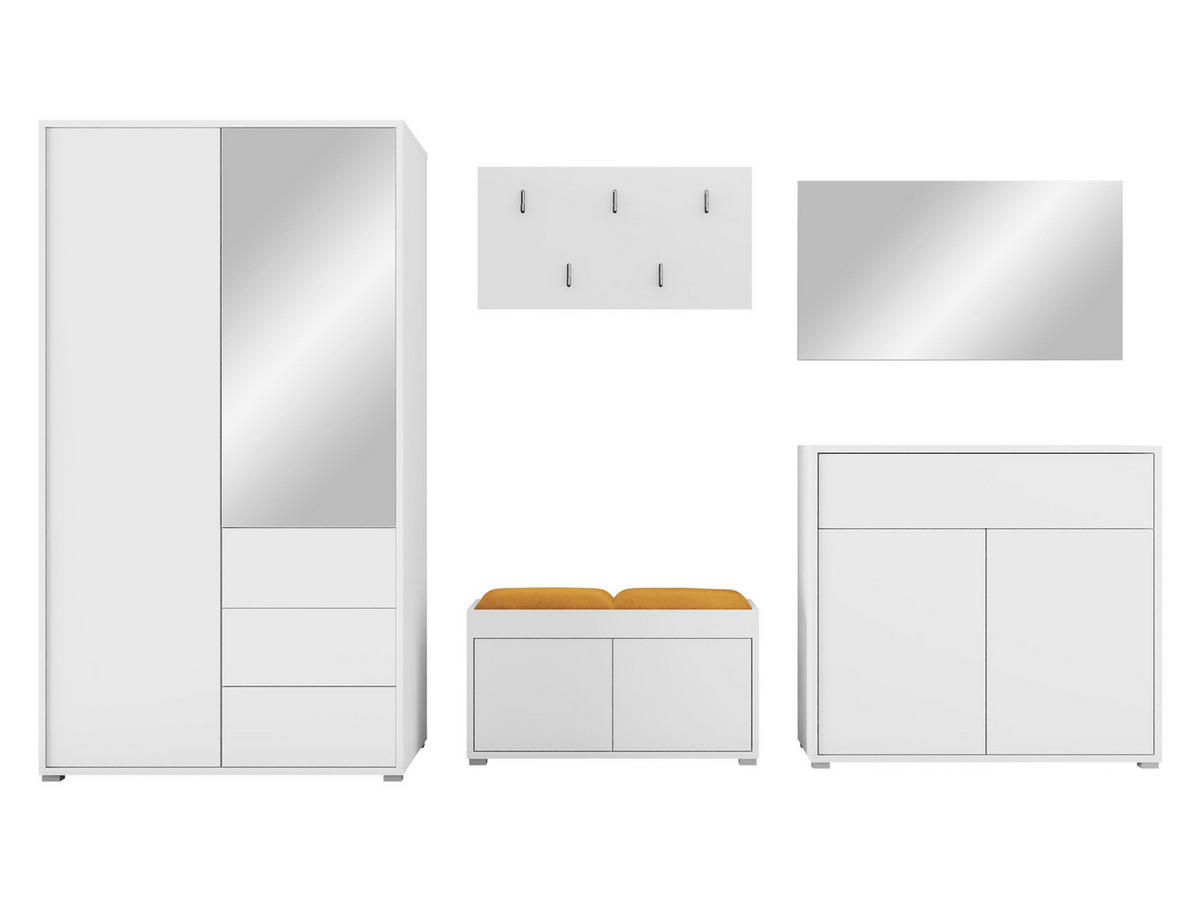 GARDEROBEN-SET Gesita V - Silberfarben/Weiß, Holzwerkstoff/Kunststoff (100/178/59cm) - MIRJAN24