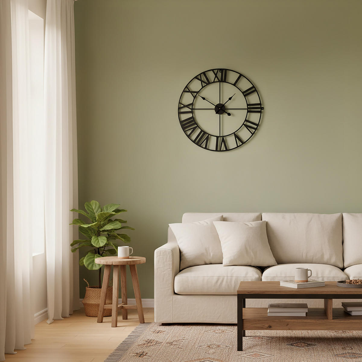 NÁSTENNÁ hodina - čierna, kov (60/60/3.5cm) - Relaxdays