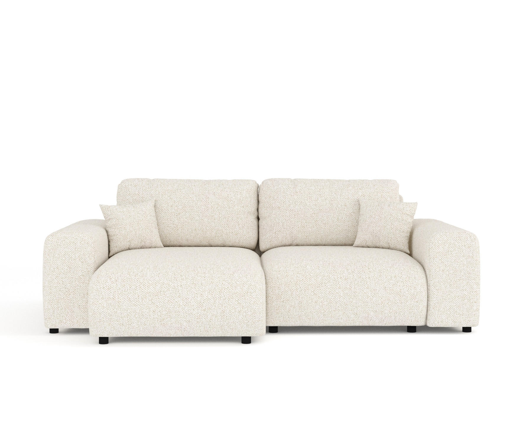 ECKSOFA Zanzibar Creme Plüschstoff - Creme/Schwarz, Holz/Holzwerkstoff (237/144cm) - Maison de Reve