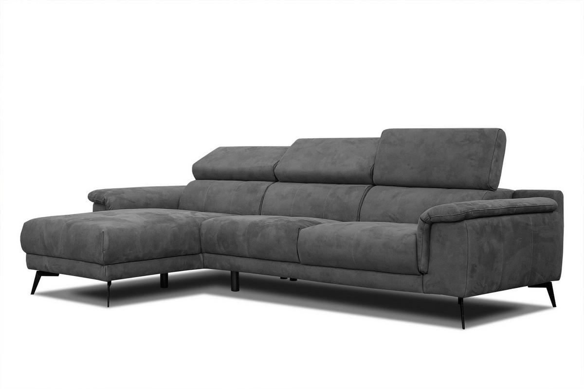 ECKSOFA FIERO 4-Sitzer, dunkelgrau - Dunkelgrau/Schwarz, Holzwerkstoff/Textil (158/269cm) - Courtois Laville