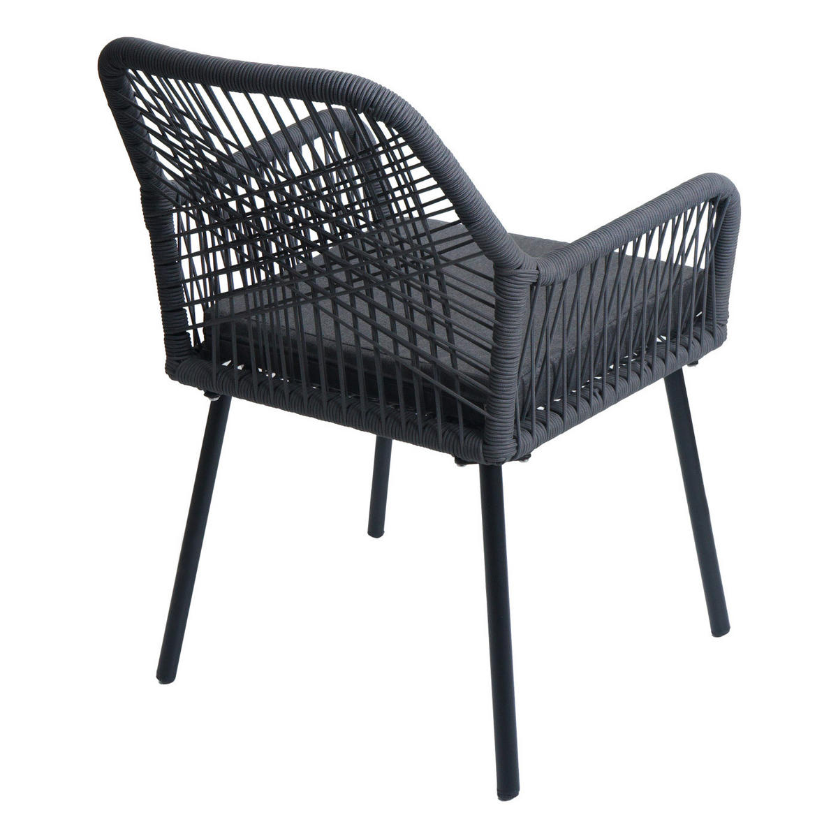 GARTENSTUHL 2er-Set 81x54x62cm Aluminium Seilgeflecht Rope Anthrazit - Anthrazit, Metall (54/81/62cm) - PROREGAL