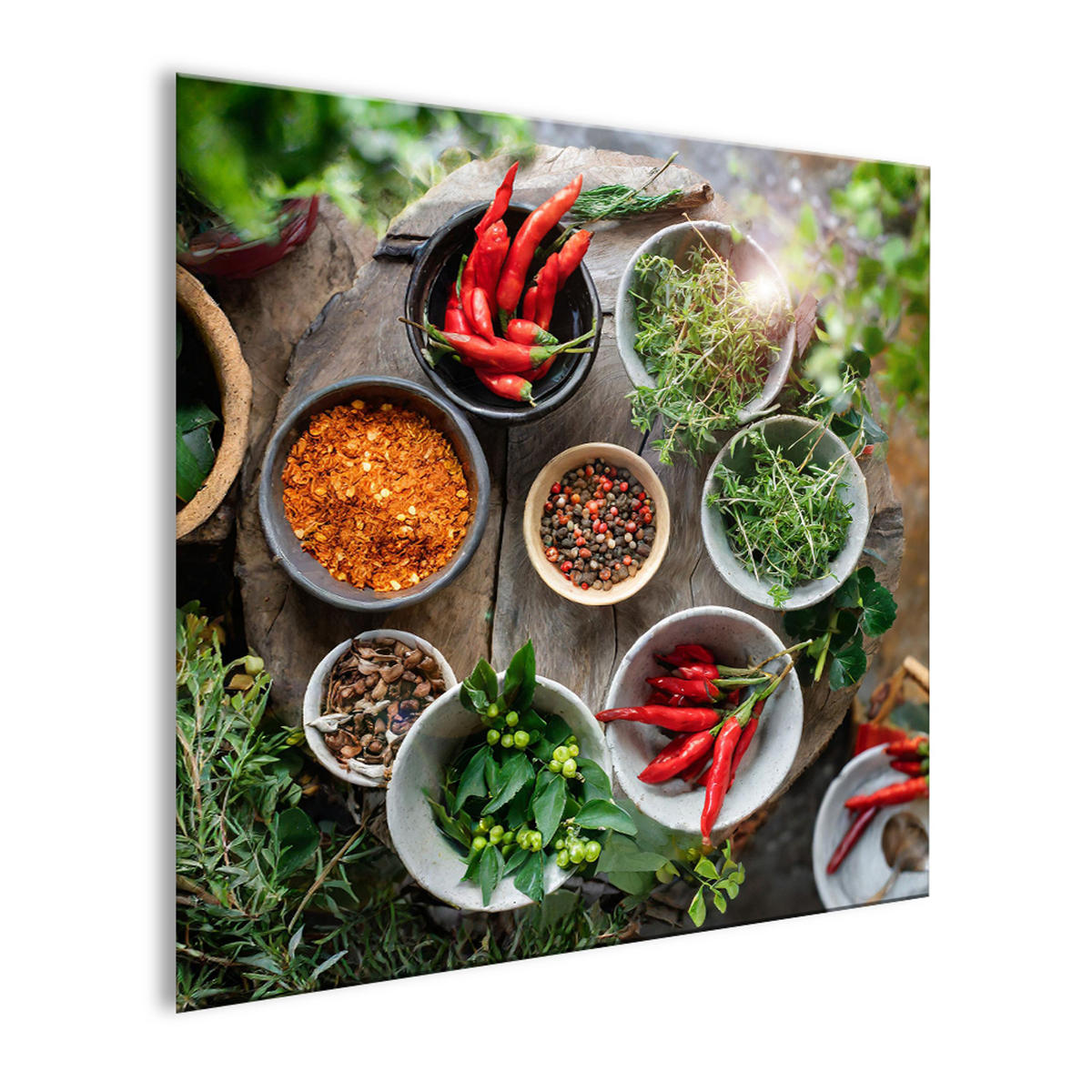 GLASBILD 30x30 cm Küche Kräuter - Gelb, Glas (30/30cm) - artissimo