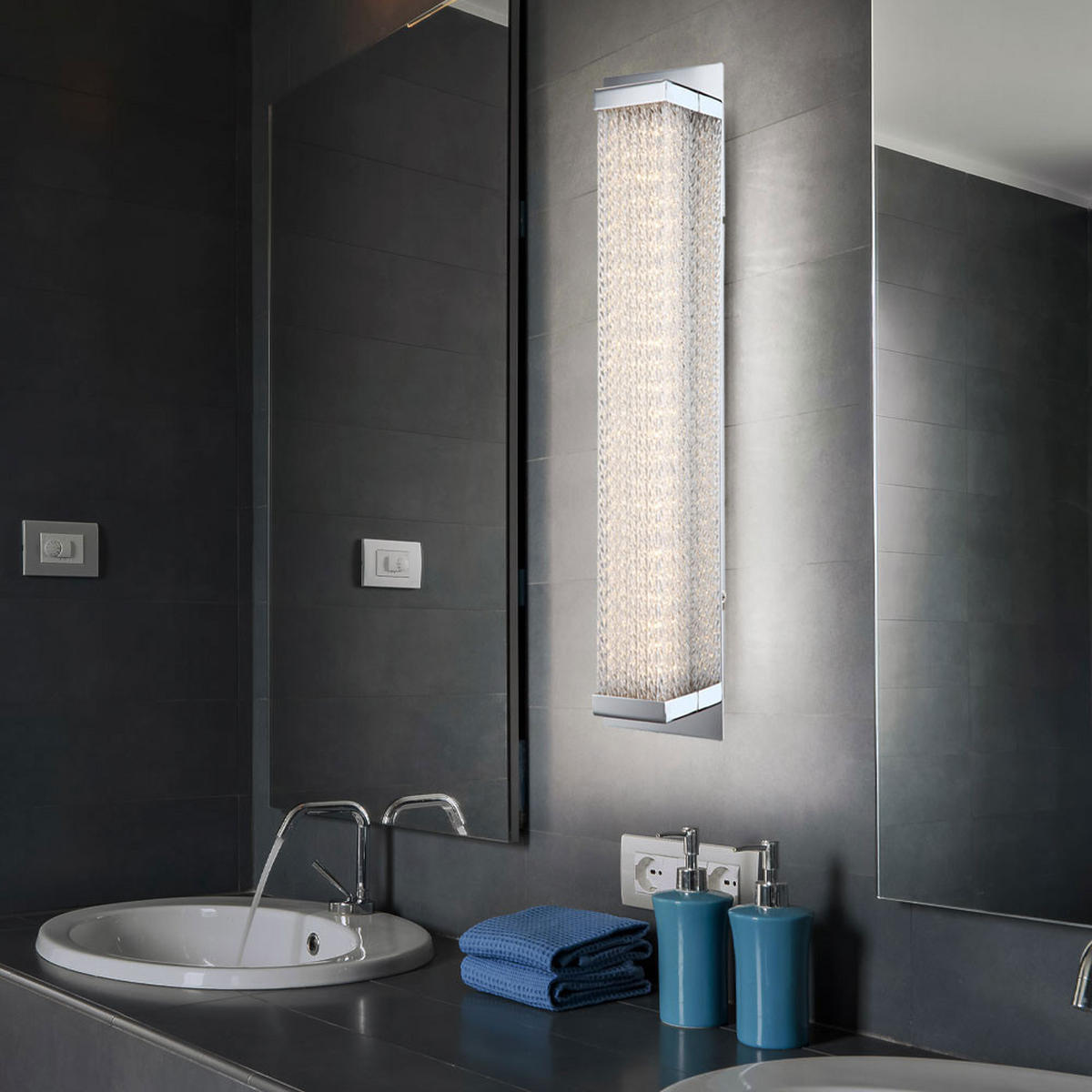 LED WANDLEUCHTE Adriana Chrom Silber - Silberfarben, Glas (10/47.5/8.1cm) - Globo Lighting