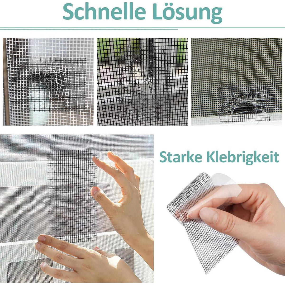 FLIEGENGITTER Reparaturband 5 cm x 900 cm Schwarz - Schwarz, Kunststoff (5/16/16cm)