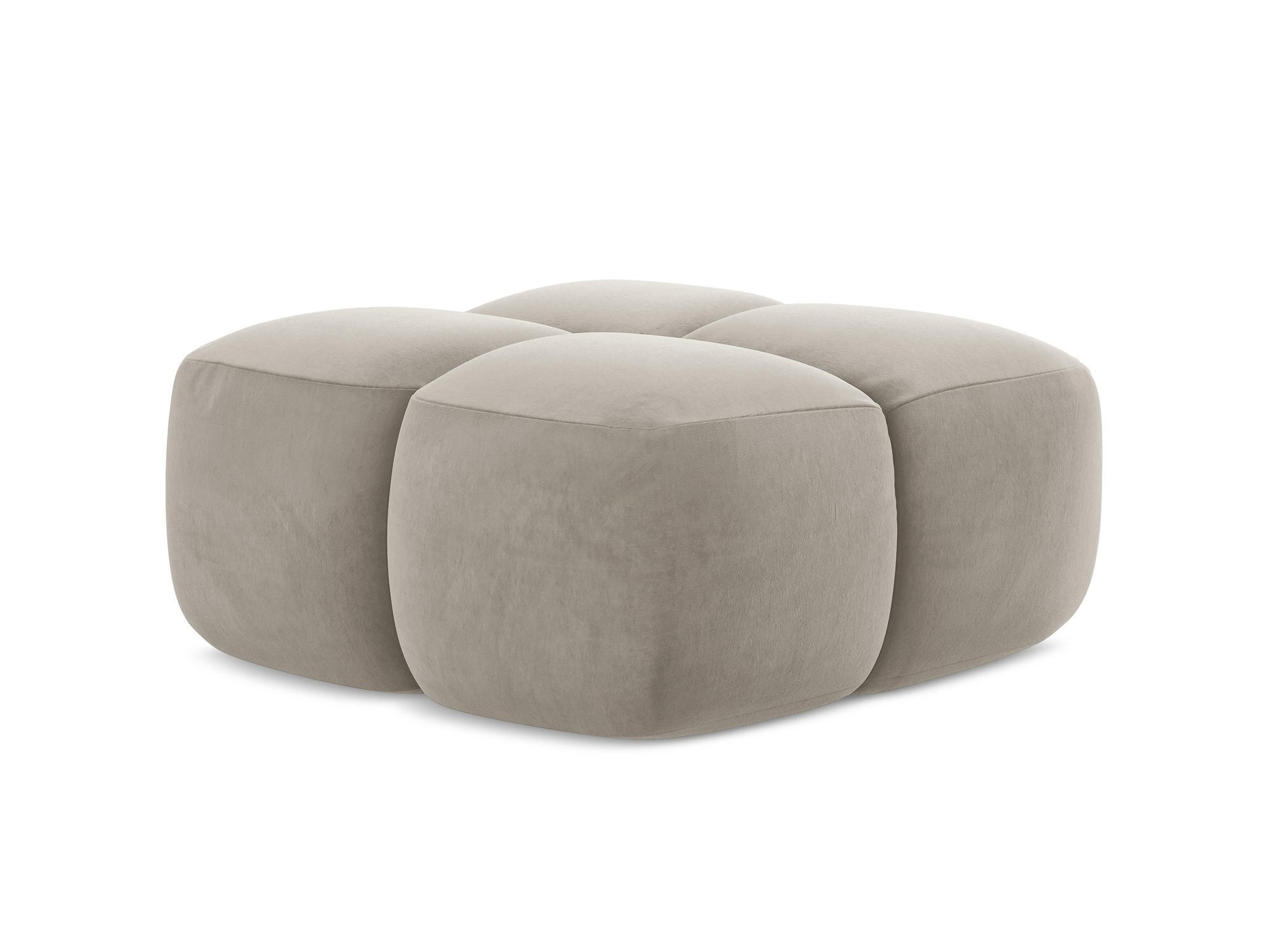 POUF Samt Stoff Grau - Taupe/Schwarz, Holzwerkstoff/Kunststoff (90/39/90cm) - Makamii