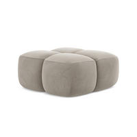 POUF Samt Stoff Grau - Taupe/Schwarz, Holzwerkstoff/Kunststoff (90/39/90cm) - Makamii