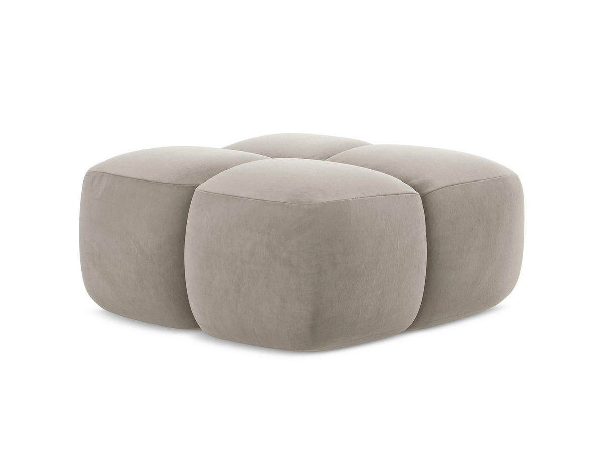 POUF Samt Stoff Grau - Taupe/Schwarz, Holzwerkstoff/Kunststoff (90/39/90cm) - Makamii