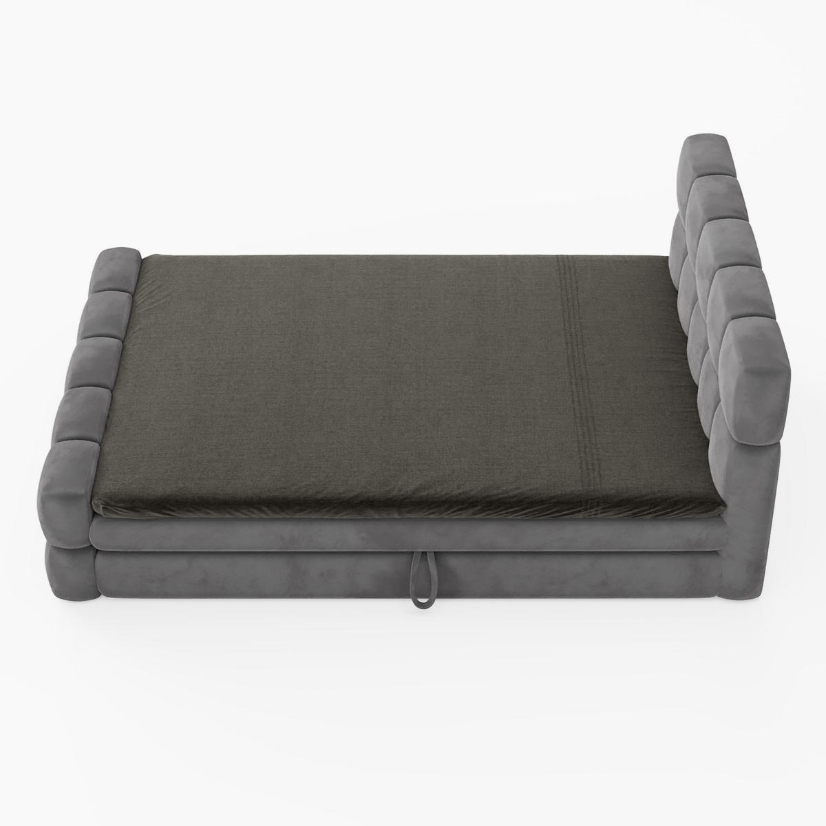 BOXBETT Vanessa 160/200 cm, in Dunkelgrau, Velours-Stoff, Bettkasten, Matratze, Topper - Dunkelgrau, Textil (160/200cm) - Barchello