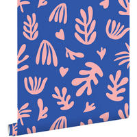 TAPETE Pflanzen im Matisse-Stil 50 x 900 cm - Blau, Papier (50/900cm) - ESTAhome