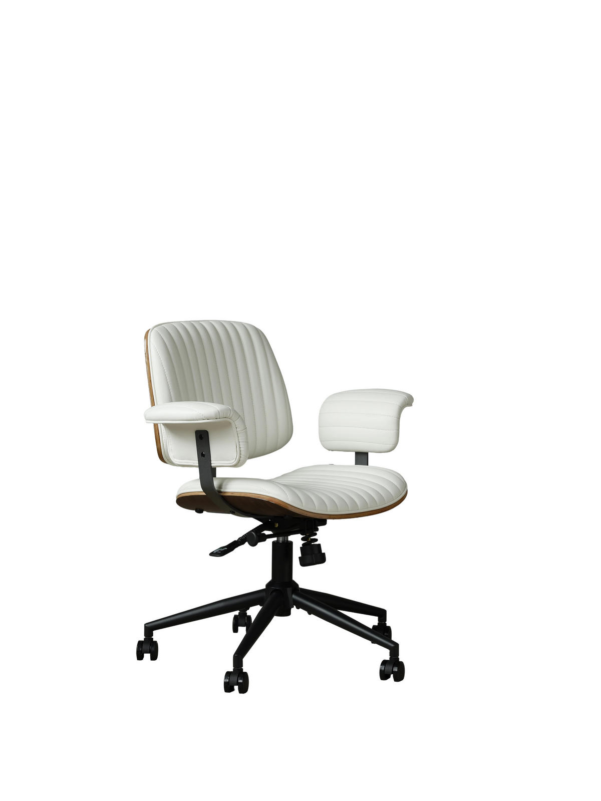 DREHSTUHL DE-41070 mit Eichenarmlehnen und PU-Leder Beige - Beige, Metall (73/87/59cm) - ComfortXL