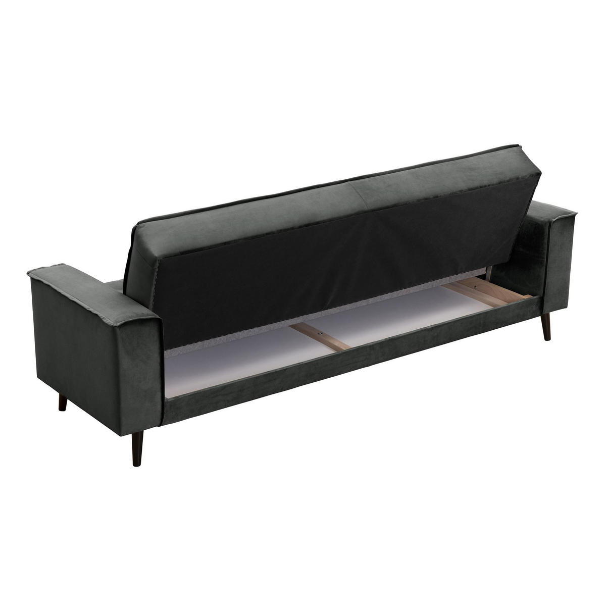 SOFA 3-Sitzer mit Bettfunktion Kaycee Samtvelours graphit - Graphitfarben, Kunststoff (78/84/240cm) - 58aufmkessel