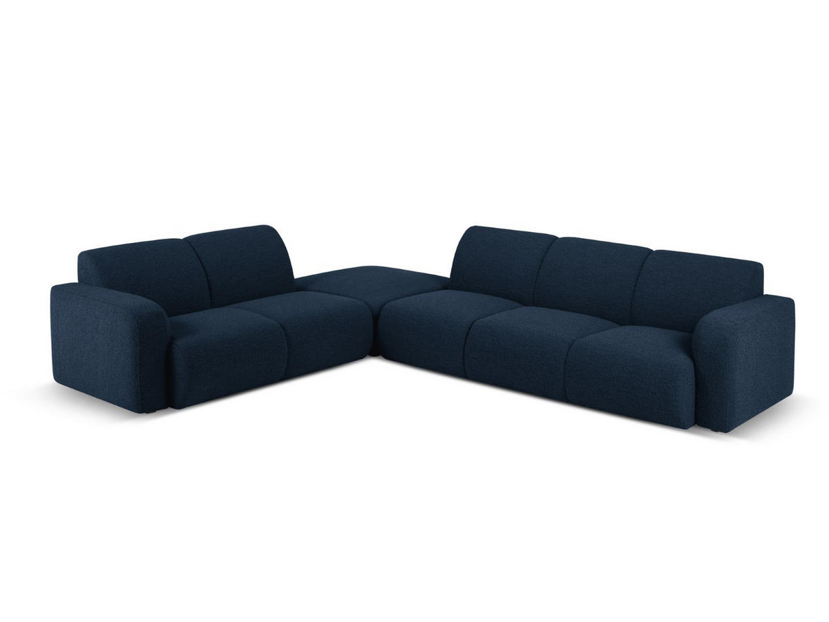 ECKSOFA links Molino aus Boucle dunkelblau 6 Sitzplätze - Dunkelblau, Textil (250/315cm) - Micadoni