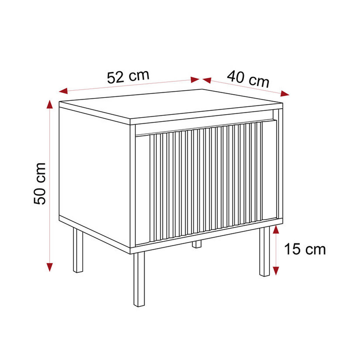 NACHTSCHRANK LIRA 50/40/42 cm Beige - Beige/Schwarz, Holzwerkstoff/Metall (50/42/40cm) - Idohome